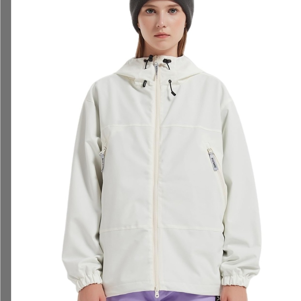 Women's Softshell Jacket Hood Fleece White Medium